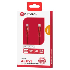 Baykron Optimum Active Type-2.0 to Lightning PD Cable Red 2m Baykron Optimum Active Type-2.0 to Lightning PD Cable Red 2m